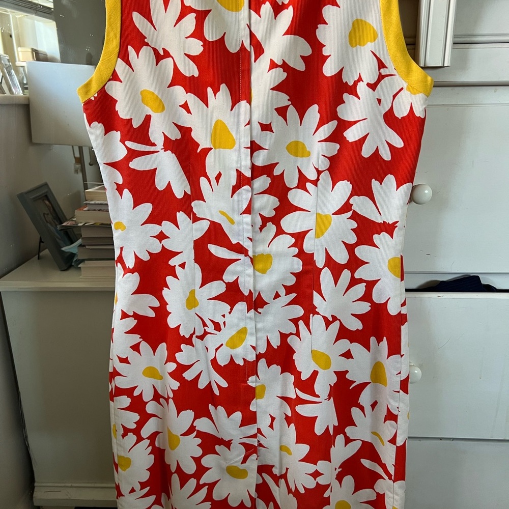 Vintage Henri Bendel Sleeveless Daisy Print Shift Dress - Picture 2 of 4